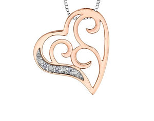 Rose Gold Heart Pendant With Diamonds