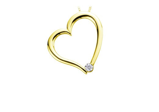 Tilted Yellow Gold Heart Pendant Fifth Avenue Jewellers Kamloops BC