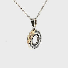 Load and play video in Gallery viewer, Keith Jack Sterling Silver and 10k Yellow Gold White Sapphire Dragon Pendant
