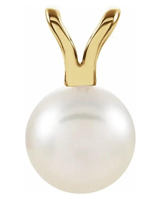 Akoya Cultured Pearl Pendant in Yellow Gold 6mm - Fifth Avenue Jewellers