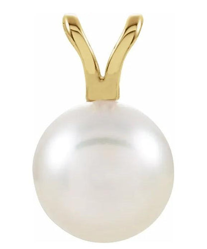 Akoya Cultured Pearl Pendant in Yellow Gold 7mm - Fifth Avenue Jewellers