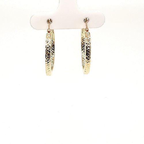 Bella Half Diamond Cut Hoops in Yellow Gold - Fifth Avenue Jewellers