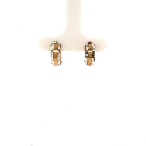 Bella Huggies Two Tone With Diamond Cut Edges - Fifth Avenue Jewellers