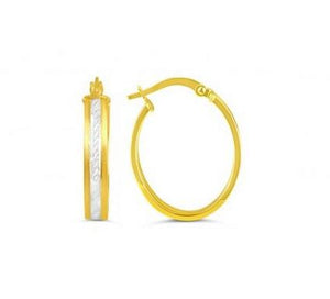 Bella Rope Detail White & Gold Hoops - Fifth Avenue Jewellers