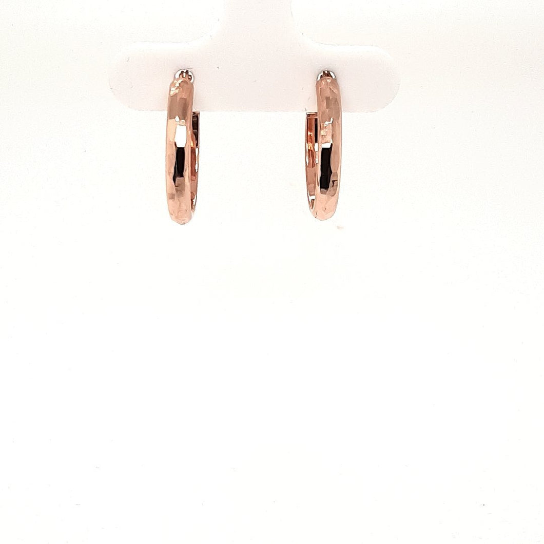 Bella Rose Gold Hammered Hoops - Fifth Avenue Jewellers