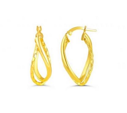 Bella Snake Skin Textured Gold Hoops - Fifth Avenue Jewellers