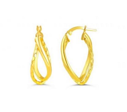 Bella Snake Skin Textured Gold Hoops - Fifth Avenue Jewellers