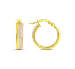 Bella Tri-Coloured Gold Hoops - Fifth Avenue Jewellers