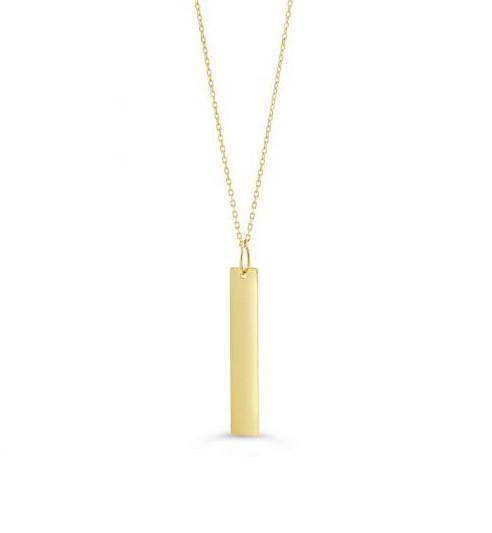 Bella Vertical Name Bar In 10K Yellow Gold - Fifth Avenue Jewellers