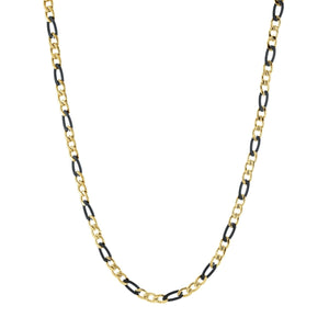Black & Gold Ion Plated Stainless Steel Figaro Chain - Fifth Avenue Jewellers