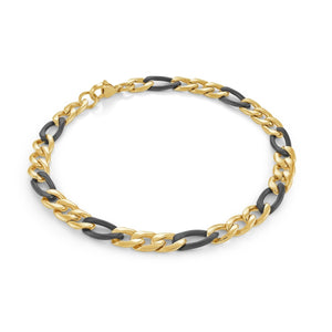 Black & Gold Ion Plated Stainless Steel Figaro Chain - Fifth Avenue Jewellers