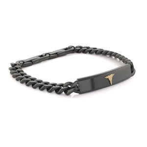 Black Steel Medic Alert Bracelet - Fifth Avenue Jewellers