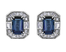 Load image into Gallery viewer, Blue And White Sapphire Art Deco Earrings - Fifth Avenue Jewellers
