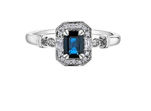 Blue and White Sapphire Art Deco Ring - Fifth Avenue Jewellers