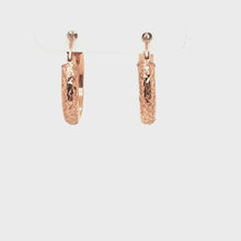 Load and play video in Gallery viewer, Diamond Cut Rose Gold Hoops
