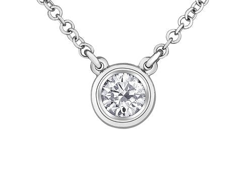Casual Lux White Gold Bezel Set Diamond Solitaire Necklace .40ct - Fifth Avenue Jewellers