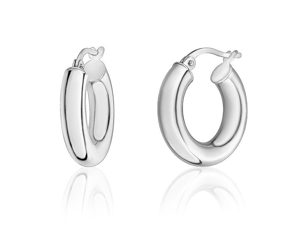Chunky Little White Gold Hoops - Fifth Avenue Jewellers