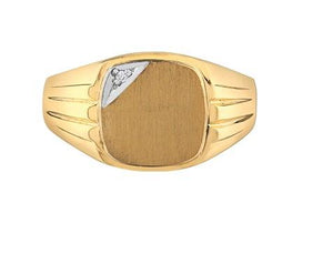 Classic Signet Ring With Diamond Accent - Fifth Avenue Jewellers