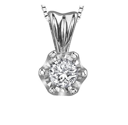 Crown Set Diamond Solitaire Pendant Necklace - Fifth Avenue Jewellers