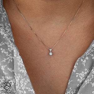 Crown Set Diamond Solitaire Pendant Necklace - Fifth Avenue Jewellers