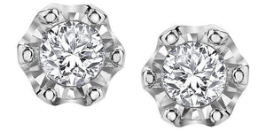 Crown Set Diamond Studs In White Gold - Fifth Avenue Jewellers