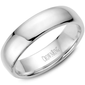 Crownring 10K White Gold Traditional Mens Band 6mm TDL10W6/9.5 - Fifth Avenue Jewellers
