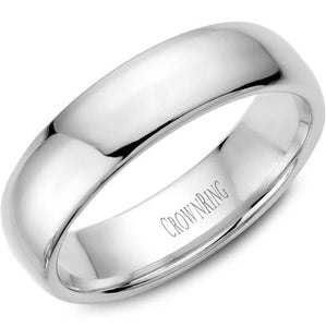 CrownRing 10K White Gold Wedding Band 6mm TDL10W6/10.5 - Fifth Avenue Jewellers