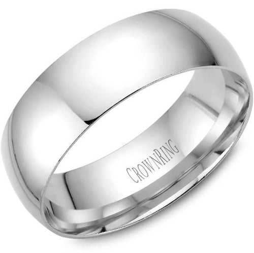 CrownRing 10K White Gold Wedding Band 7mm TDL10W7/10 - Fifth Avenue Jewellers