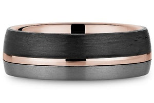 CrownRing Bleu Royale Tantalum, Carbon Fibre & Rose Gold Ring - Fifth Avenue Jewellers