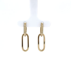 CZ Paperclip Huggie Earrings With Floating Link - Fifth Avenue Jewellers
