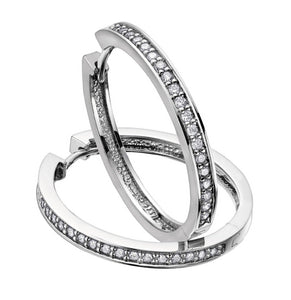 Dainty Diamond Hoop Earrings in White Gold - Fifth Avenue Jewellers