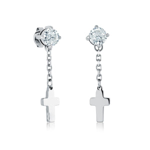 Dangle Cross Stud Earrings - Fifth Avenue Jewellers