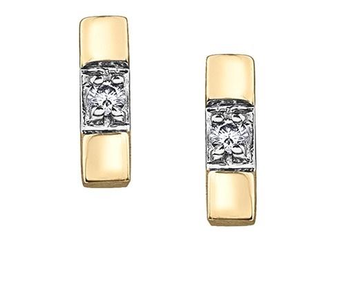 Delicate Bar Studs With Diamond Accents - Fifth Avenue Jewellers
