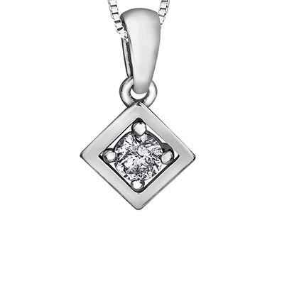 Delicate Geometric Diamond Solitaire Necklace - Fifth Avenue Jewellers