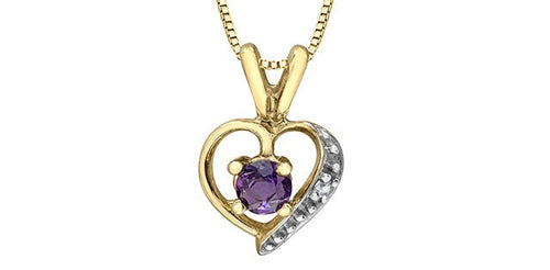 Diamond & Amethyst Heart Pendant Necklace - Fifth Avenue Jewellers