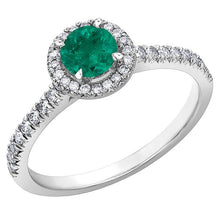 Load image into Gallery viewer, Diamond And Emerald Halo Ring - Fifth Avenue Jewellers
