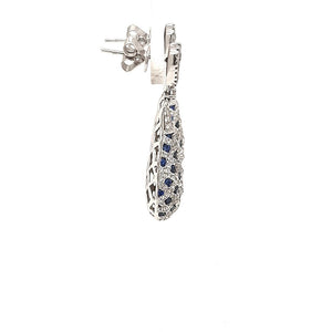 Diamond And Sapphire Checkerboard Drop Earrings - Fifth Avenue Jewellers