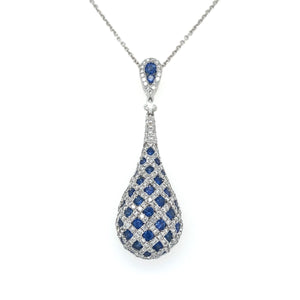 Diamond And Sapphire Checkerboard Pendant Necklace - Fifth Avenue Jewellers