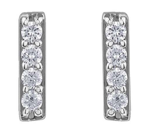 Diamond Bar Stud Earrings - Fifth Avenue Jewellers