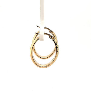 Diamond Cut Oval Hoops in Yellow Gold - Fifth Avenue Jewellers
