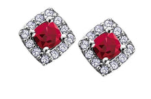 Load image into Gallery viewer, Diamond Halo Birthstone Earrings - Fifth Avenue Jewellers

