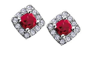 Diamond Halo Birthstone Earrings - Fifth Avenue Jewellers