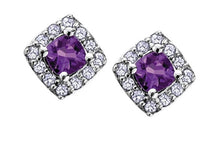 Load image into Gallery viewer, Diamond Halo Birthstone Earrings - Fifth Avenue Jewellers
