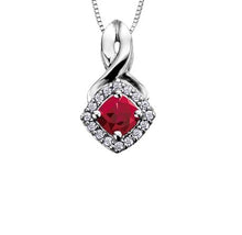 Load image into Gallery viewer, Diamond Halo Birthstone Necklace - Fifth Avenue Jewellers
