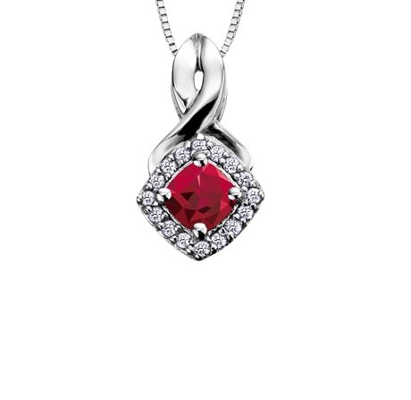 Diamond Halo Birthstone Necklace - Fifth Avenue Jewellers