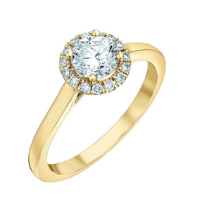 Diamond Halo Ring In Yellow Gold - Fifth Avenue Jewellers