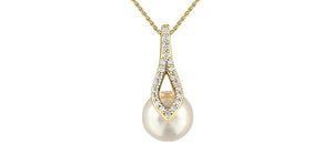 Diamond & Pearl Drop Pendant Necklace - Fifth Avenue Jewellers