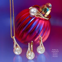 Load image into Gallery viewer, Diamond &amp; Pearl Drop Pendant Necklace - Fifth Avenue Jewellers
