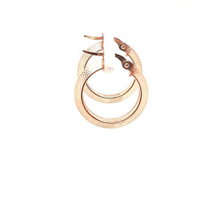 Diamond Textured Rose Gold Hoops - Fifth Avenue Jewellers