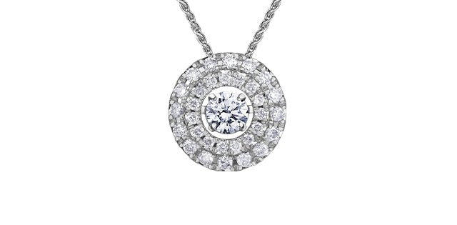 Double Halo Diamond Pulse Pendant Necklace - Fifth Avenue Jewellers